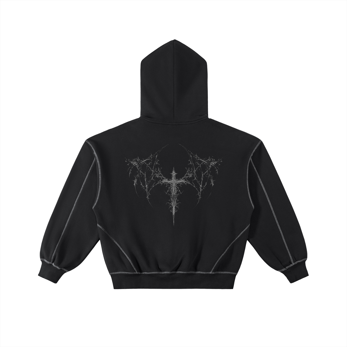 Contrast-Stitched Fleece Zip Hoodie