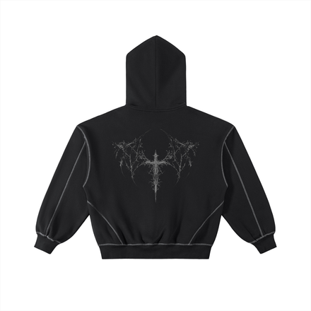 Contrast-Stitched Fleece Zip Hoodie
