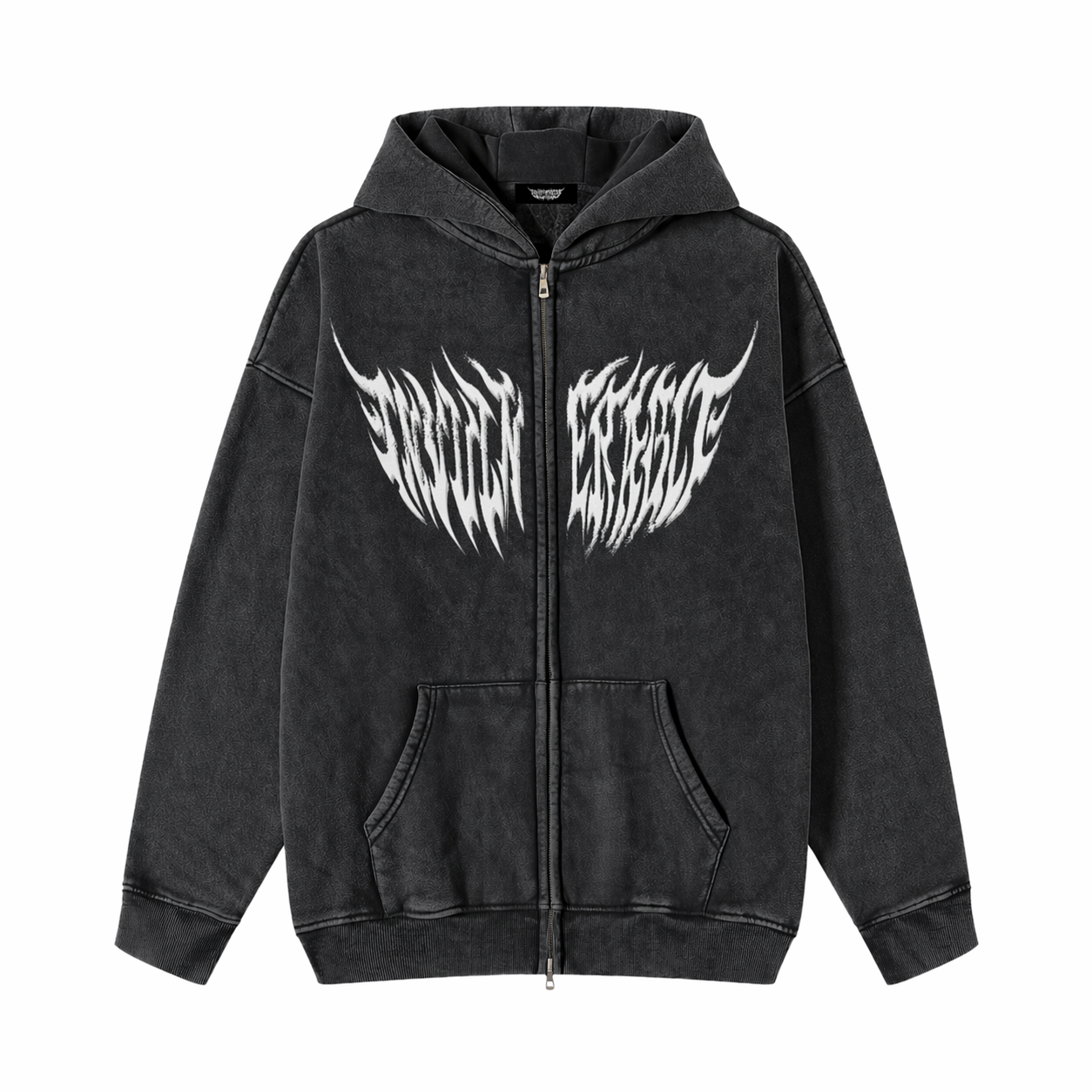 Snow Washed Zip-Through Fleece Hoodie