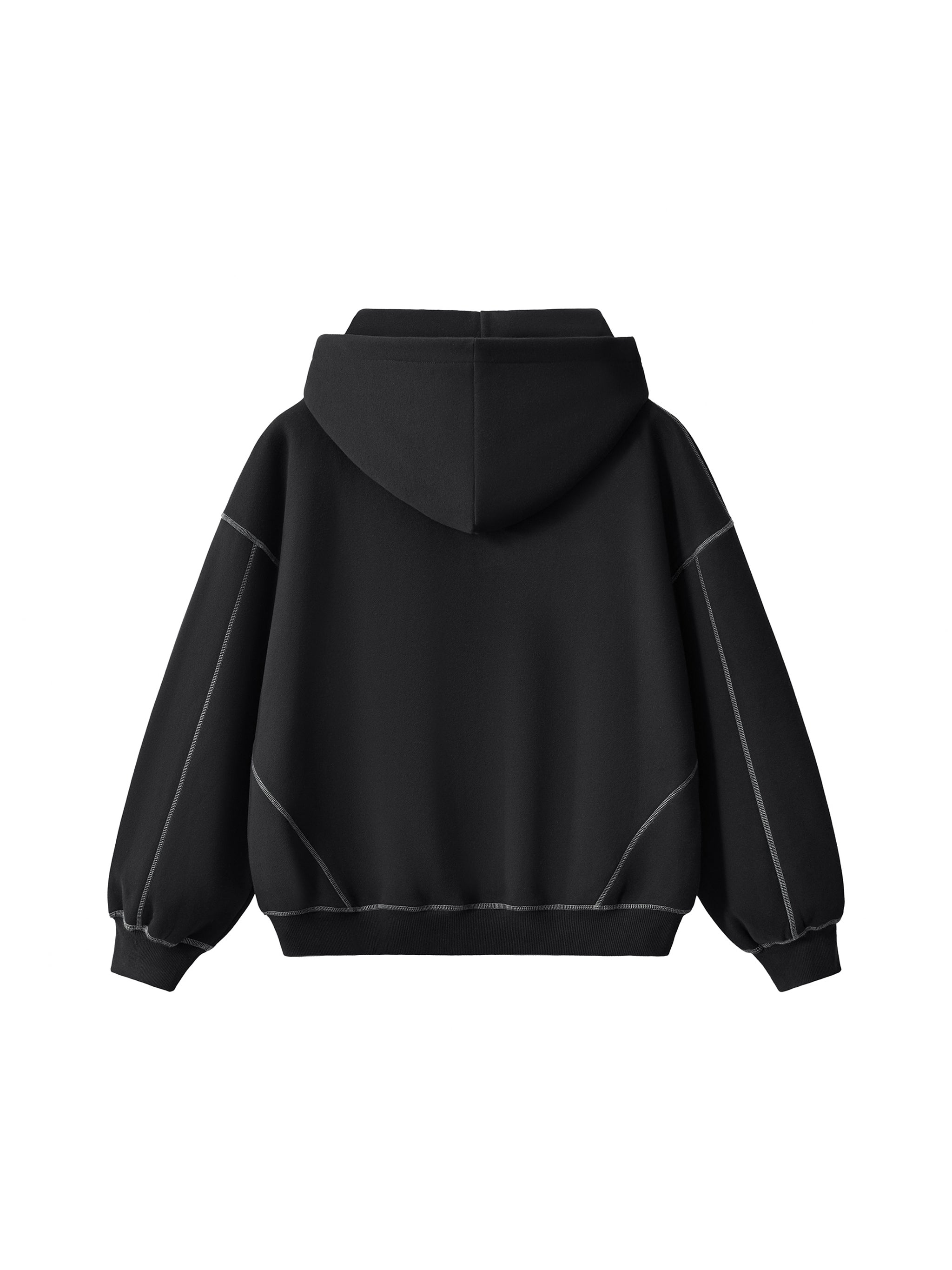 Contrast-Stitched Fleece Zip Hoodie